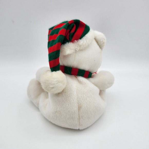 Chosun International Christmas Polar Bear Plush Red Green Hat & Scarf 10" - Picture 3 of 7